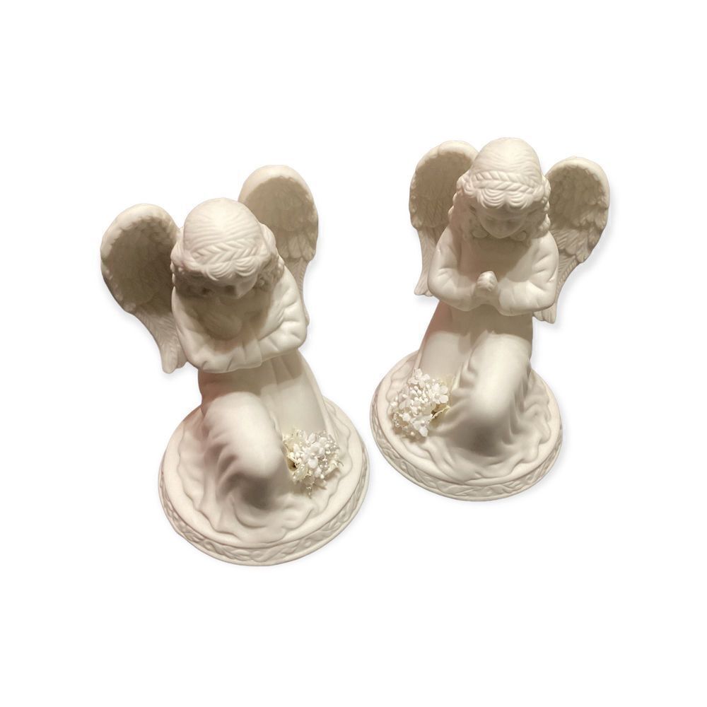 Vintage Lighted Set of 2 Porcelain Angels